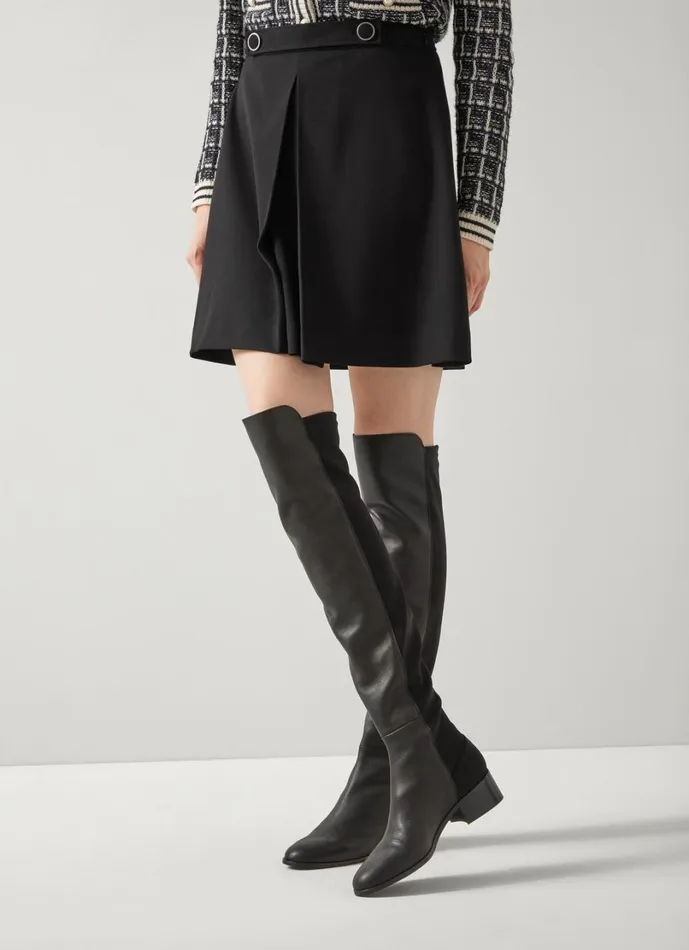 LKBennett Boots Women Duke Black Half And Half Stretch Over The Knee Boot LKBennett Boots Women Duke Black Half And Half Stretch Over The Knee Boot