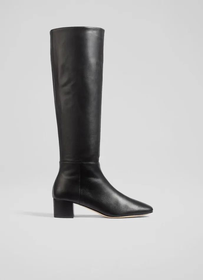 LKBennett Boots Women Karen Black Leather KneeHigh Boots