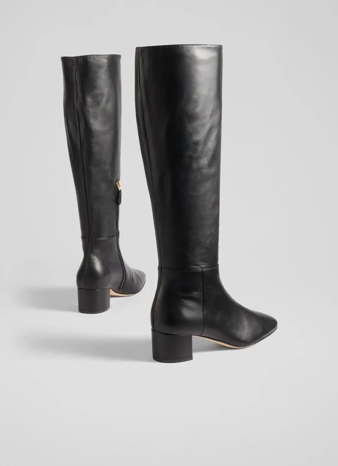 LKBennett Boots Women Karen Black Leather KneeHigh Boots LKBennett Boots Women Karen Black Leather KneeHigh Boots