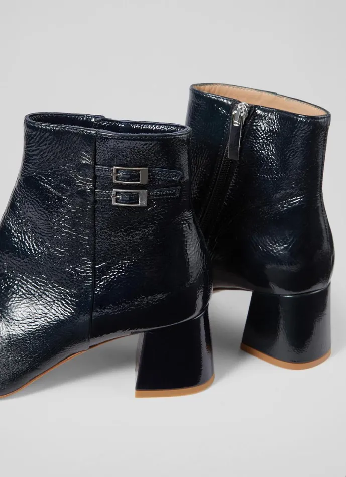 LKBennett Boots Women Missy Navy Leather Crinkle Patent Ankle Boots LKBennett Boots Women Missy Navy Leather Crinkle Patent Ankle Boots