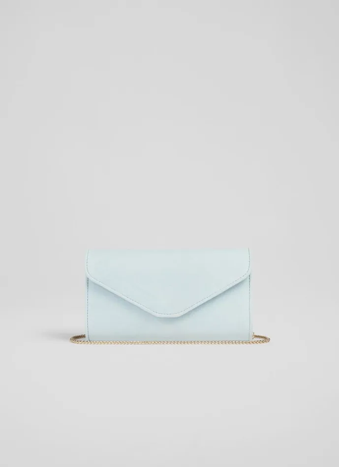 LKBennett Clutch Bags Women Dominica Sea Green Suede Clutch Bag