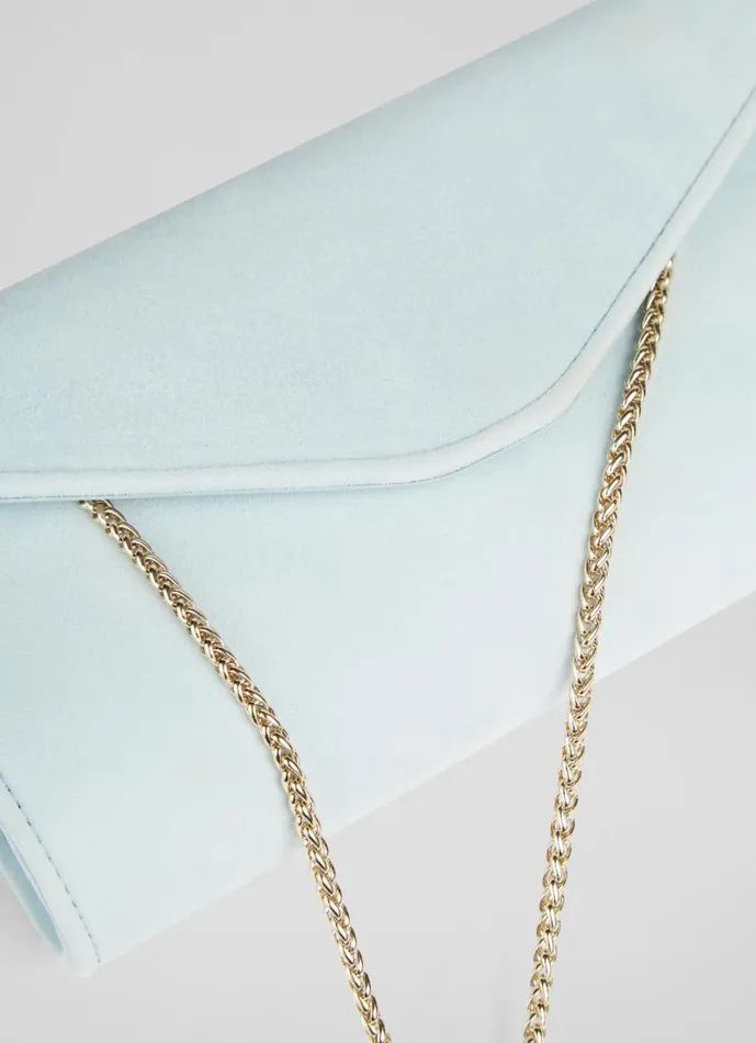 LKBennett Clutch Bags Women Dominica Sea Green Suede Clutch Bag