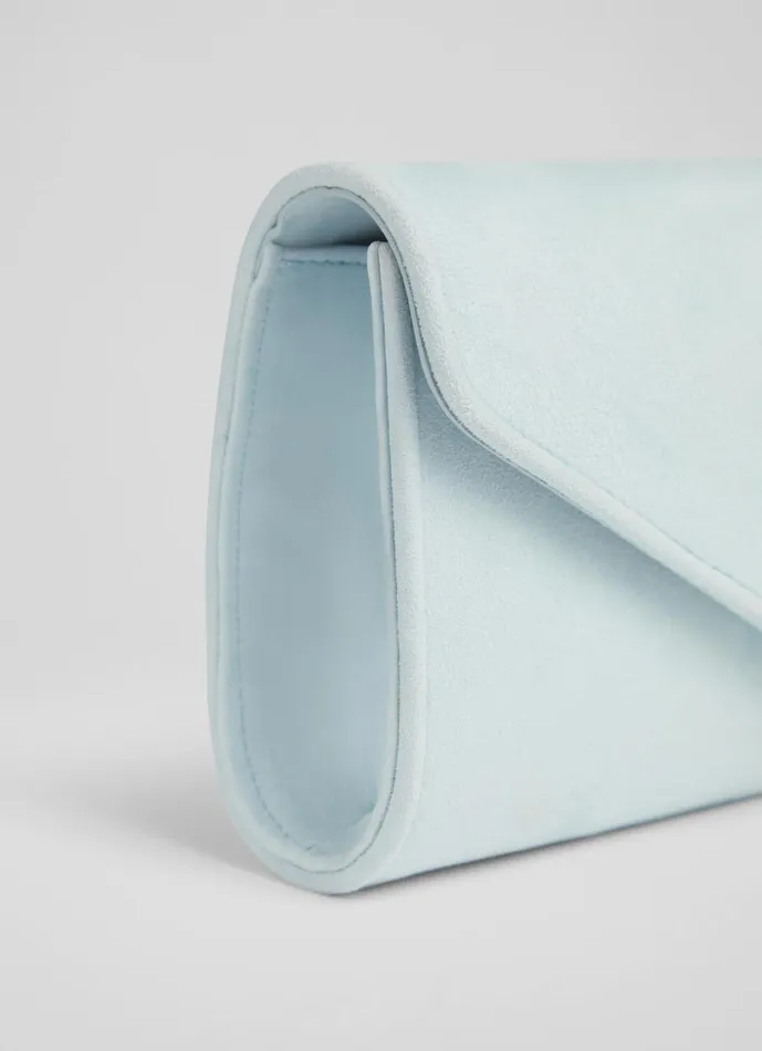 LKBennett Clutch Bags Women Dominica Sea Green Suede Clutch Bag