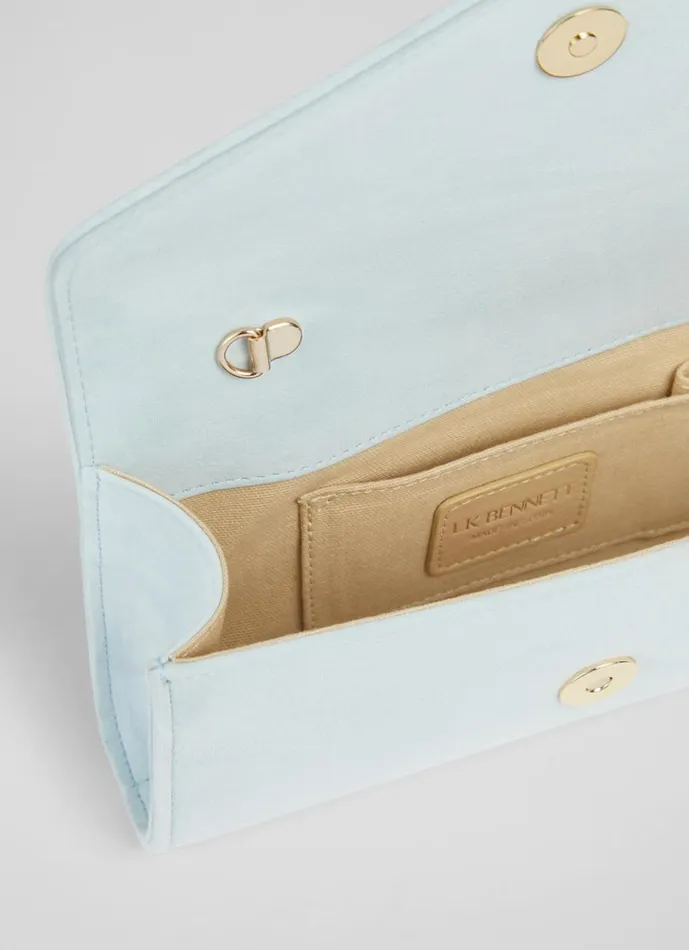 LKBennett Clutch Bags Women Dominica Sea Green Suede Clutch Bag