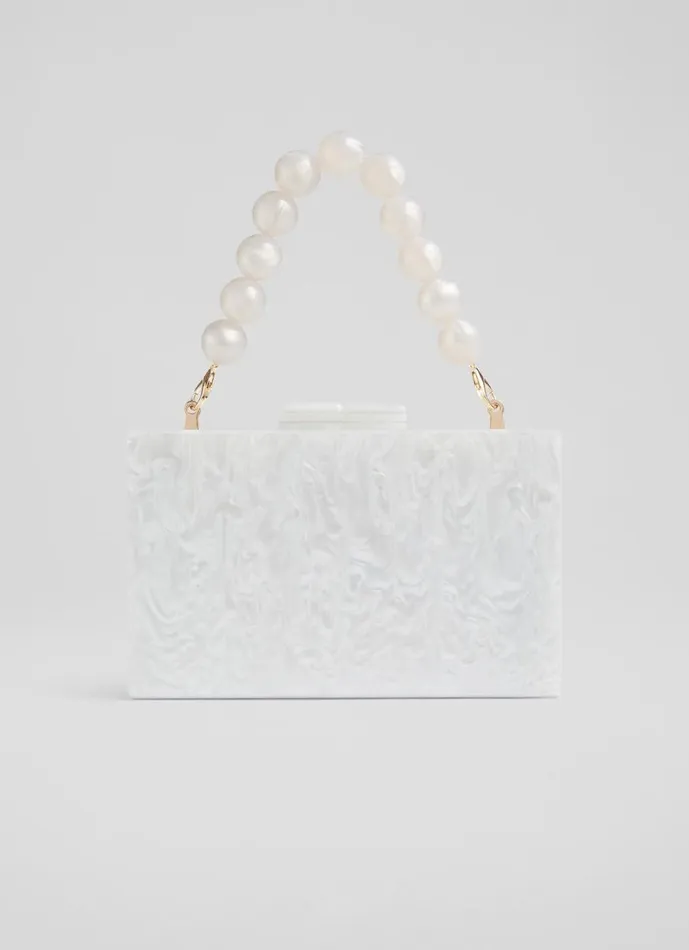 LKBennett Clutch Bags Women Maeve Cream Marbled Acrylic Box Bag