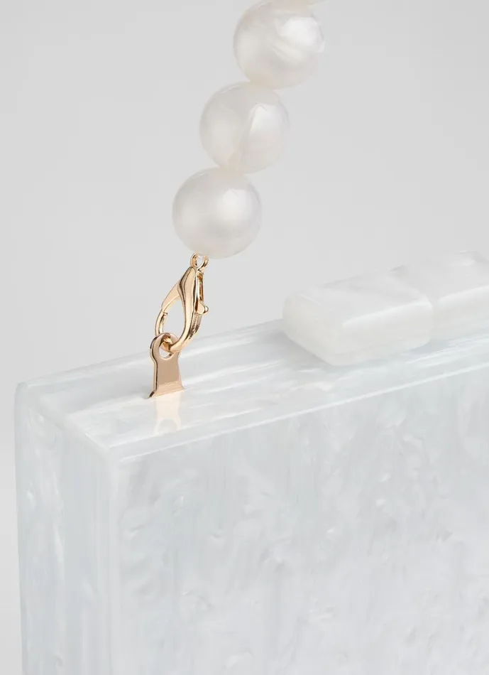 LKBennett Clutch Bags Women Maeve Cream Marbled Acrylic Box Bag