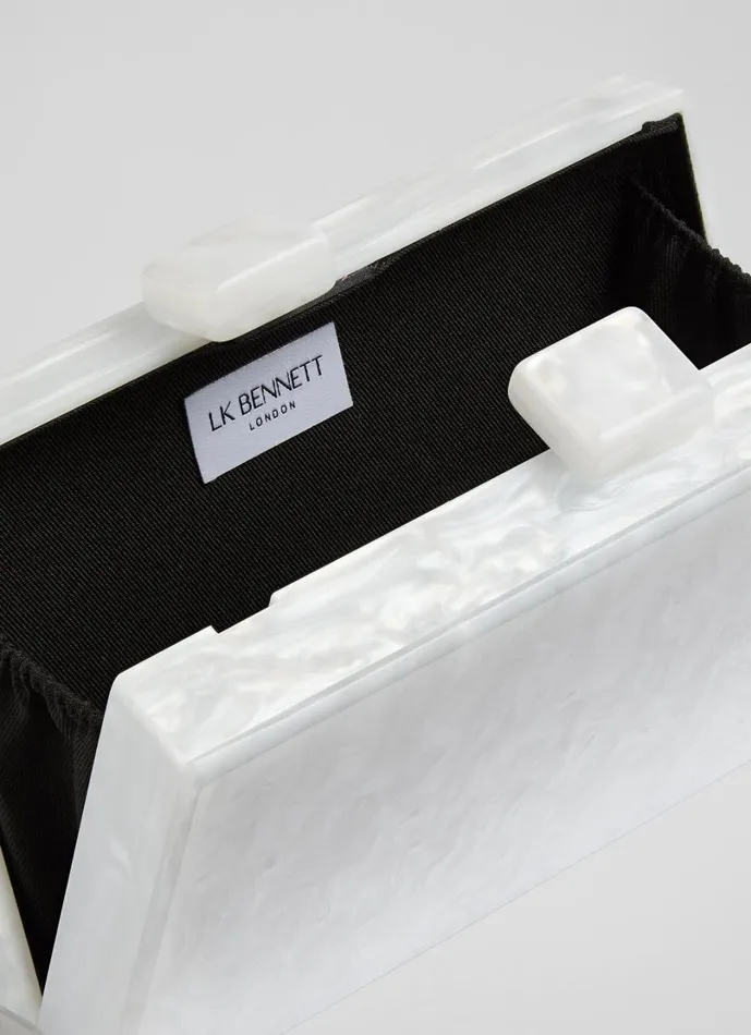 LKBennett Clutch Bags Women Maeve Cream Marbled Acrylic Box Bag