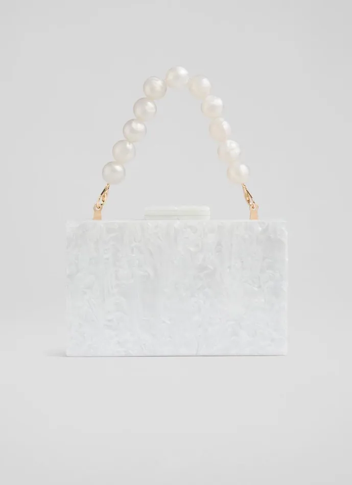 LKBennett Clutch Bags Women Maeve Cream Marbled Acrylic Box Bag
