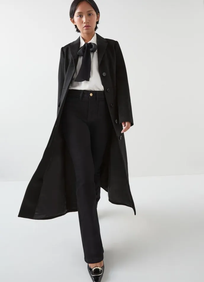LKBennett Coats and Jackets Women Christie Petite Black Belted Wool Coat