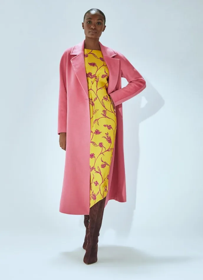 LKBennett Coats and Jackets Women Frances Pink Maxi Wool Coat LKBennett Coats and Jackets Women Frances Pink Maxi Wool Coat