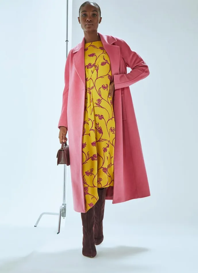 LKBennett Coats and Jackets Women Frances Pink Maxi Wool Coat LKBennett Coats and Jackets Women Frances Pink Maxi Wool Coat