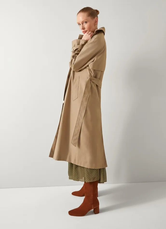 LKBennett Coats and Jackets Women Keaton Stone Double Breasted Trench Coat