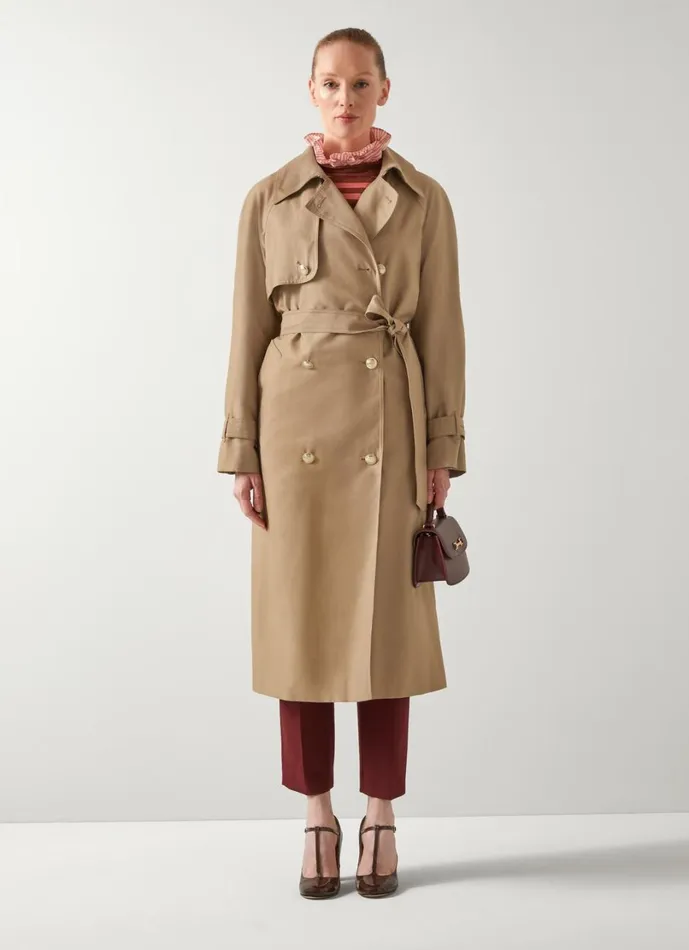 LKBennett Coats and Jackets Women Keaton Stone Double Breasted Trench Coat LKBennett Coats and Jackets Women Keaton Stone Double Breasted Trench Coat