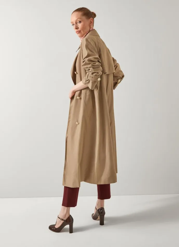 LKBennett Coats and Jackets Women Keaton Stone Double Breasted Trench Coat LKBennett Coats and Jackets Women Keaton Stone Double Breasted Trench Coat