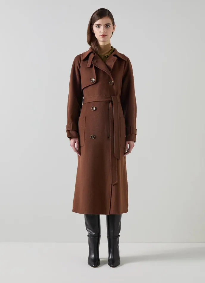 LKBennett Coats and Jackets Women Lawrence Chocolate Wool Trench