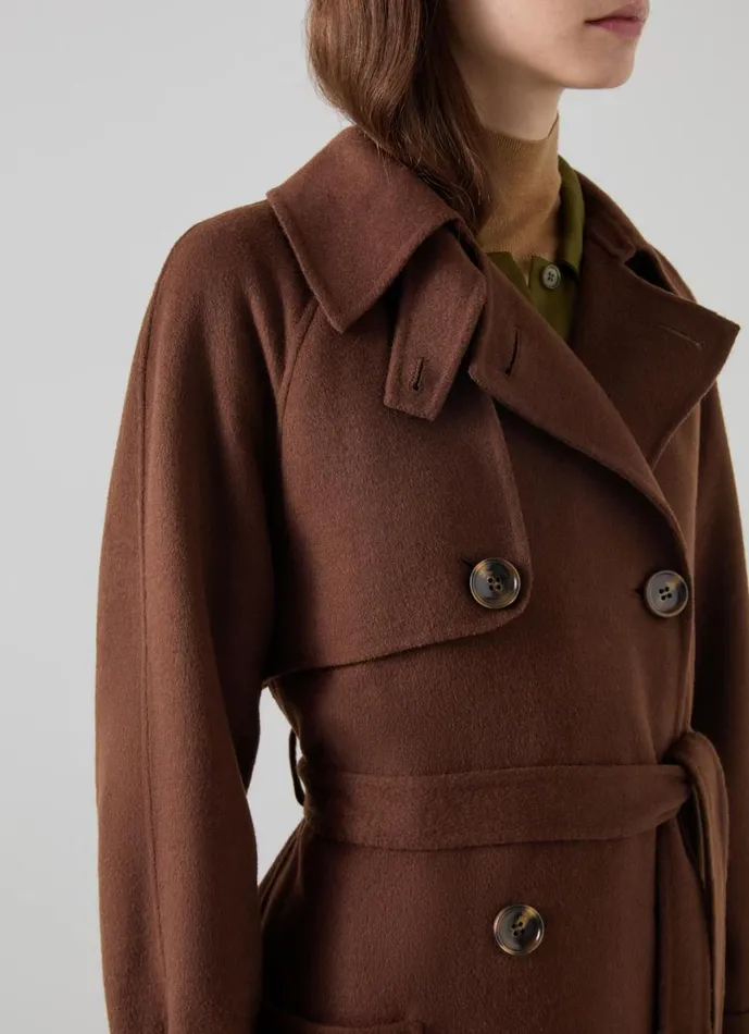 LKBennett Coats and Jackets Women Lawrence Chocolate Wool Trench