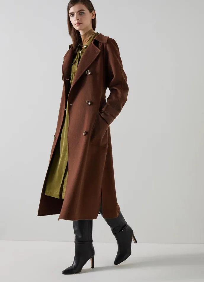 LKBennett Coats and Jackets Women Lawrence Chocolate Wool Trench