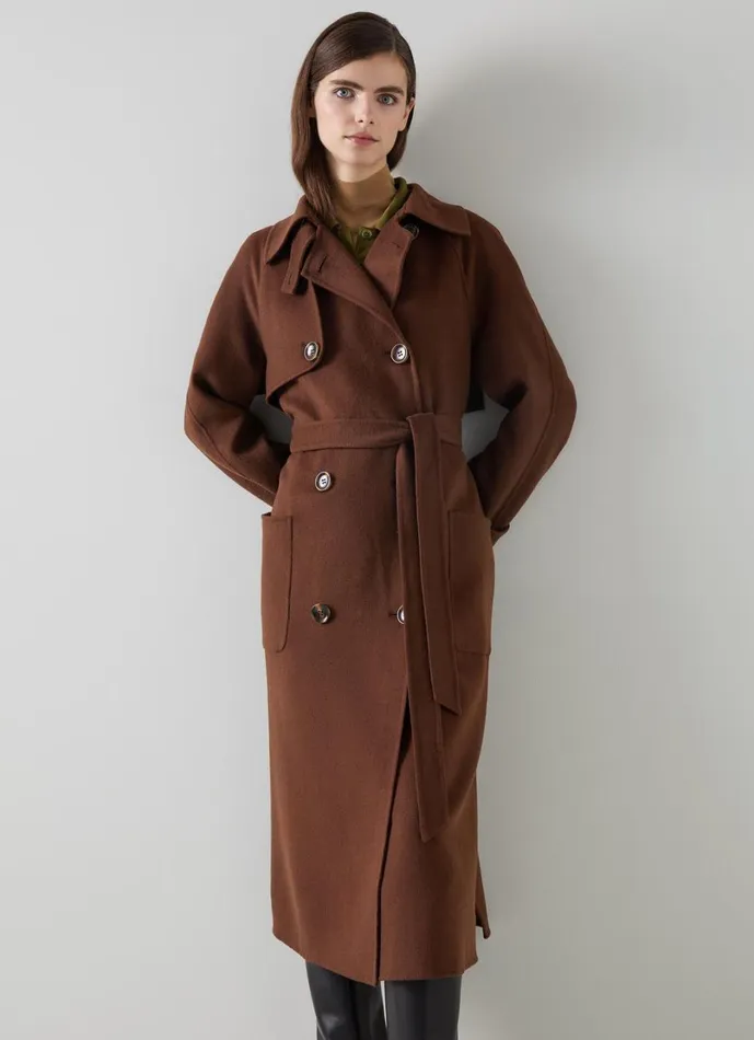 LKBennett Coats and Jackets Women Lawrence Chocolate Wool Trench