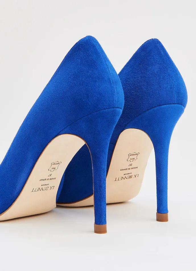 LKBennett Court Shoes Women Fern Klein Blue Suede Pointed Toe Courts LKBennett Court Shoes Women Fern Klein Blue Suede Pointed Toe Courts