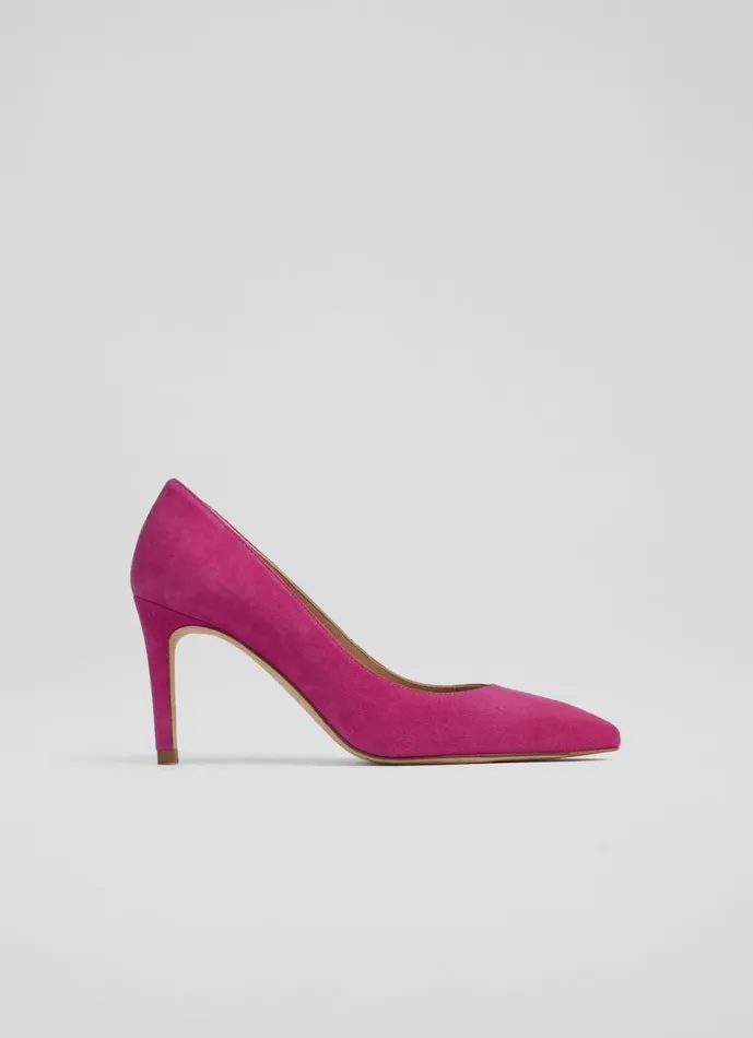 LKBennett Court Shoes Women Floret Bright Burgundy Suede Pointed Toe Courts
