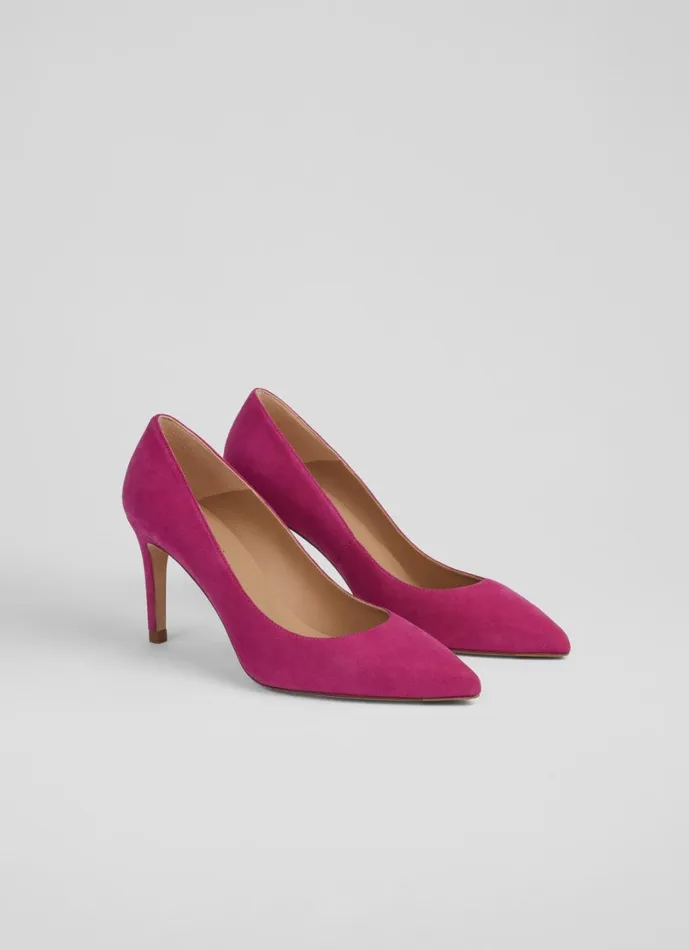 LKBennett Court Shoes Women Floret Bright Burgundy Suede Pointed Toe Courts