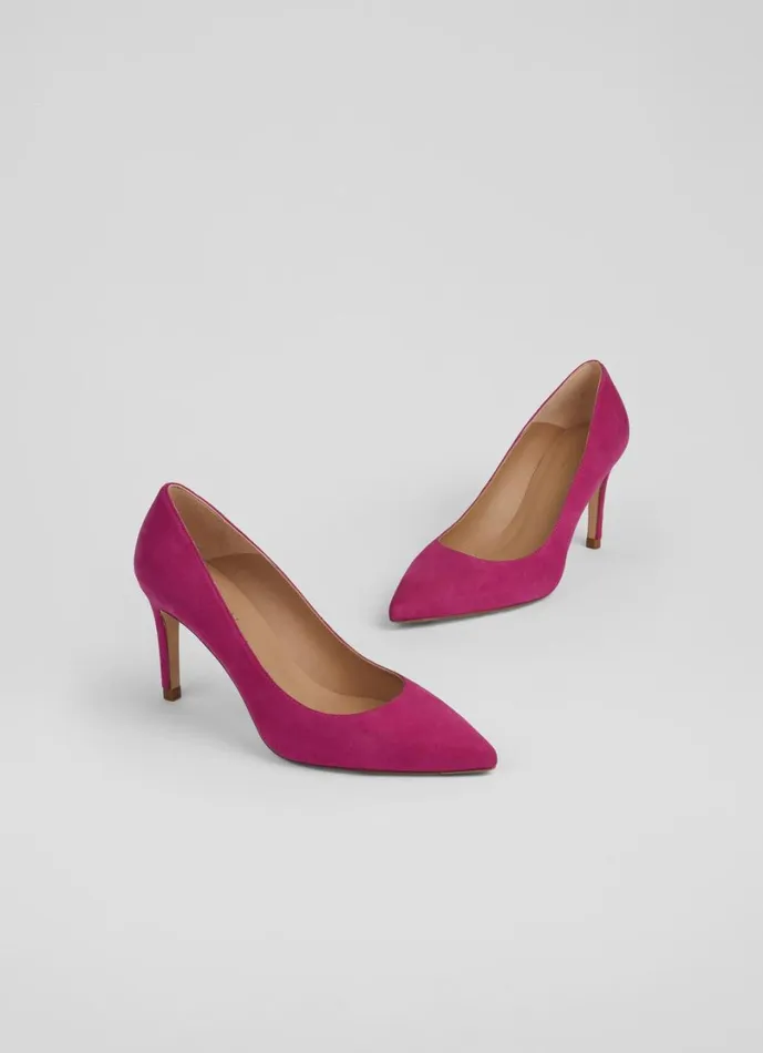 LKBennett Court Shoes Women Floret Bright Burgundy Suede Pointed Toe Courts