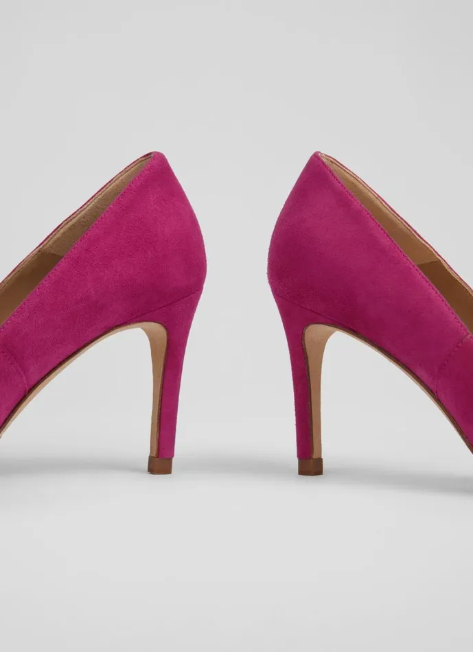 LKBennett Court Shoes Women Floret Bright Burgundy Suede Pointed Toe Courts