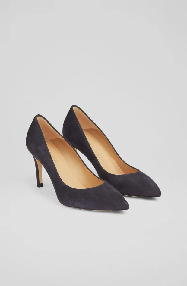 LKBennett Court Shoes Women Floret Navy Suede Pointed Toe Courts