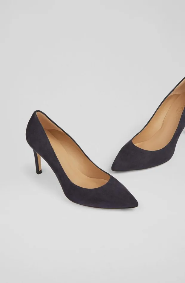 LKBennett Court Shoes Women Floret Navy Suede Pointed Toe Courts