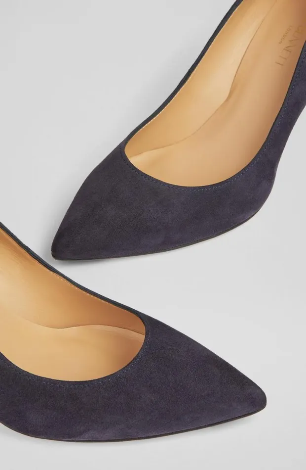 LKBennett Court Shoes Women Floret Navy Suede Pointed Toe Courts