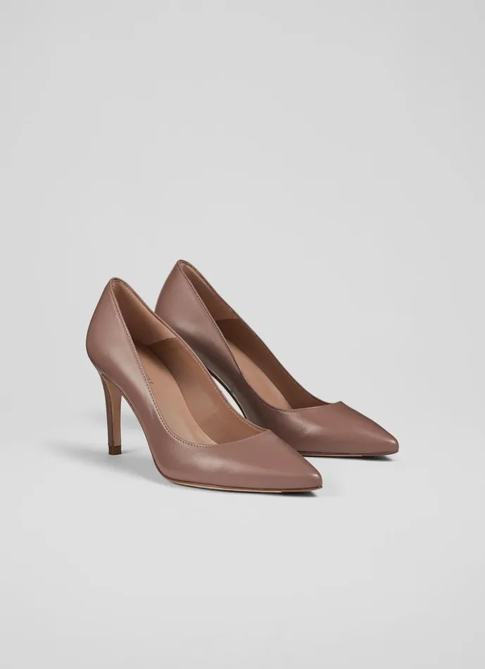 LKBennett Court Shoes Women Floret Nude 3 Leather Pointed Courts