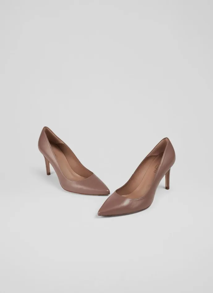 LKBennett Court Shoes Women Floret Nude 3 Leather Pointed Courts