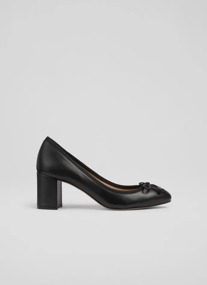 LKBennett Court Shoes Women Juliette Black High Heel Grosgrain Ballerina Courts