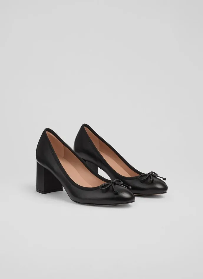 LKBennett Court Shoes Women Juliette Black High Heel Grosgrain Ballerina Courts