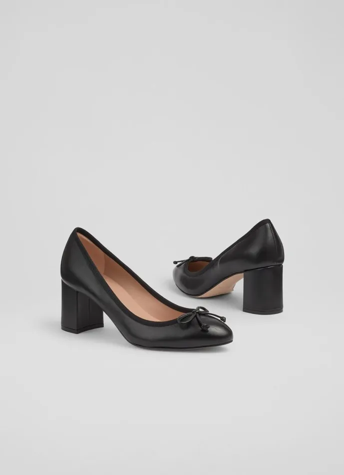 LKBennett Court Shoes Women Juliette Black High Heel Grosgrain Ballerina Courts