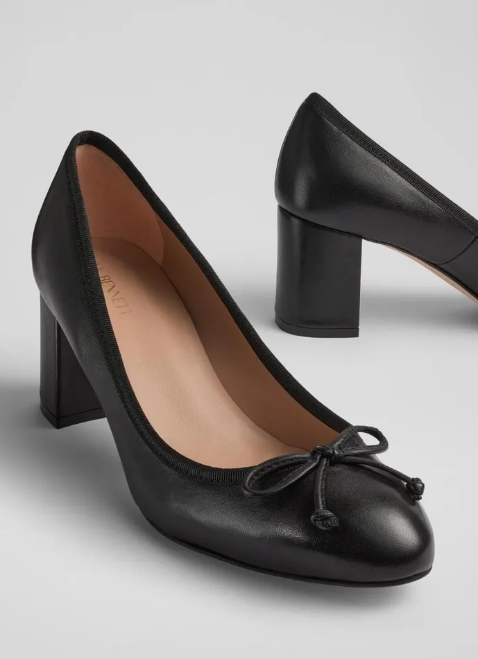 LKBennett Court Shoes Women Juliette Black High Heel Grosgrain Ballerina Courts