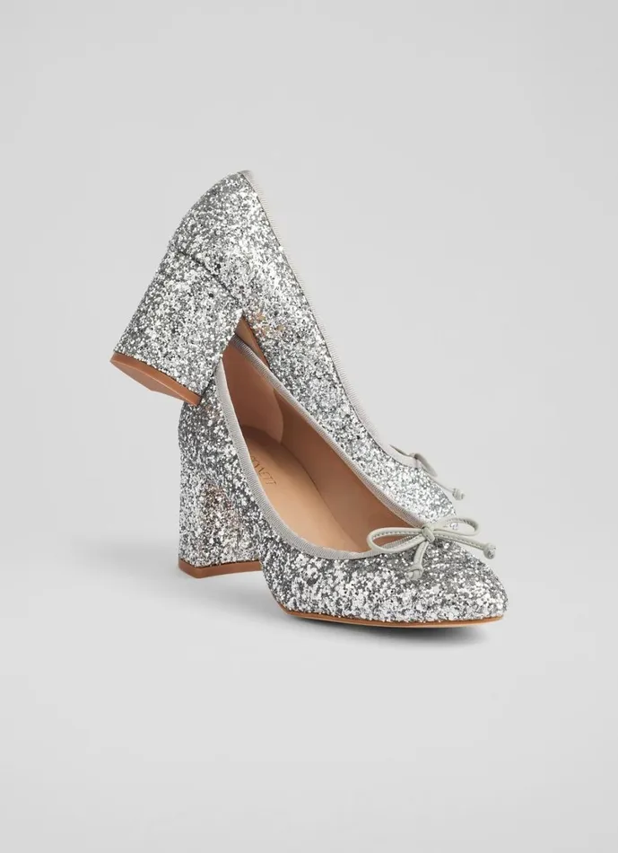 LKBennett Court Shoes Women Juliette Silver High Heel Grosgrain Ballerina Court