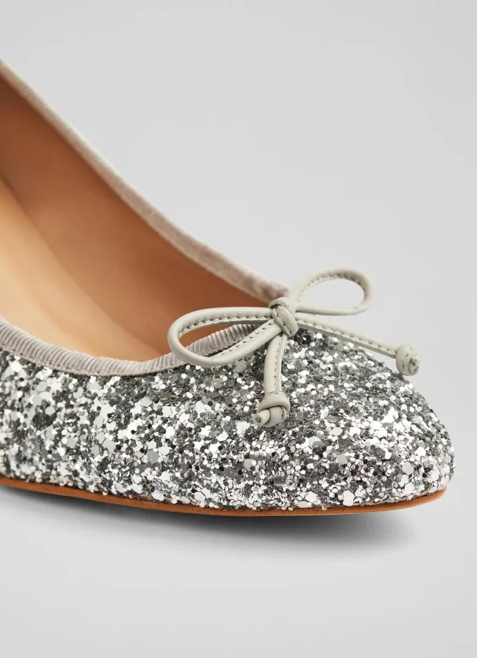 LKBennett Court Shoes Women Juliette Silver High Heel Grosgrain Ballerina Court