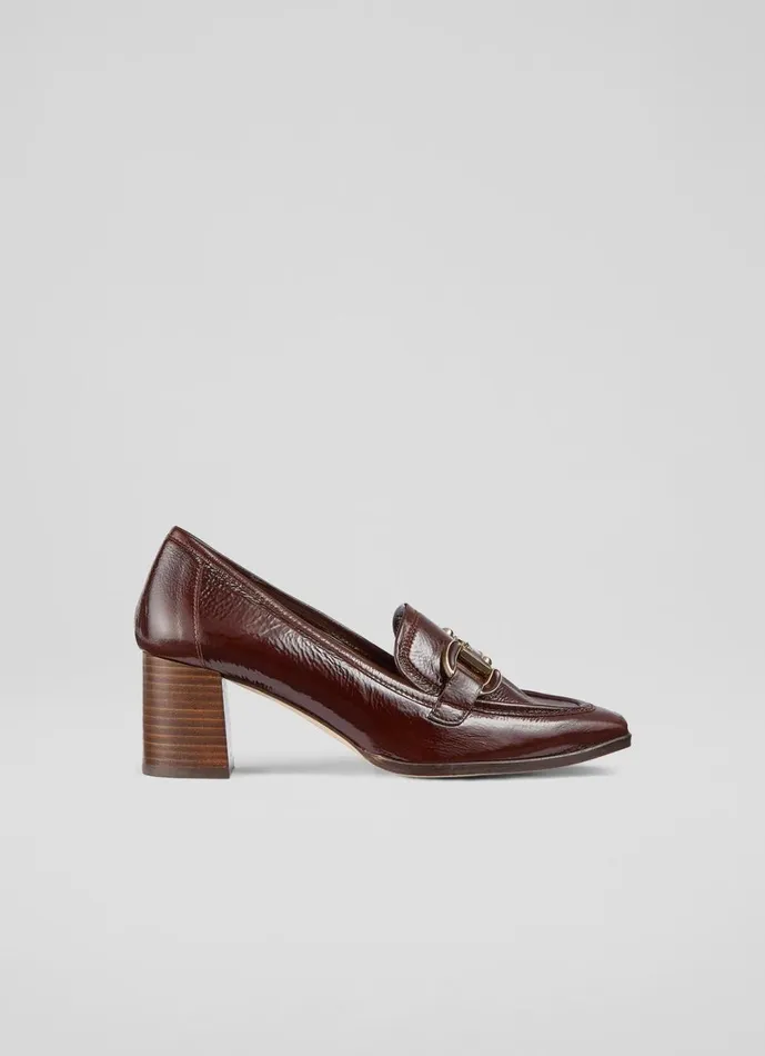 LKBennett Court Shoes Women Luca Chocolate Block Heel Snaffle Courts