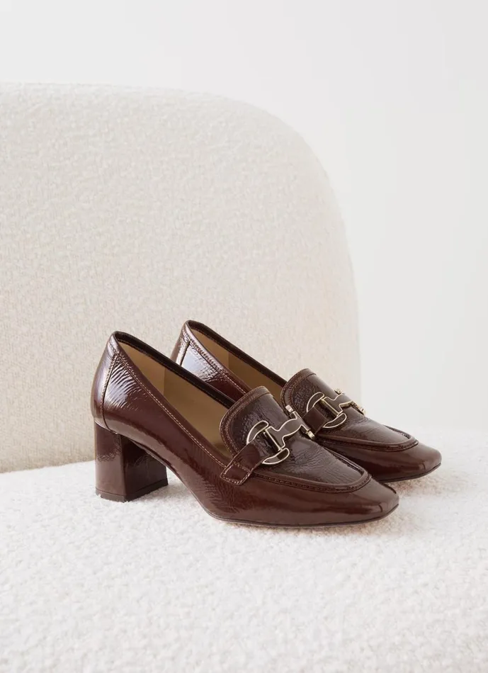 LKBennett Court Shoes Women Luca Chocolate Block Heel Snaffle Courts