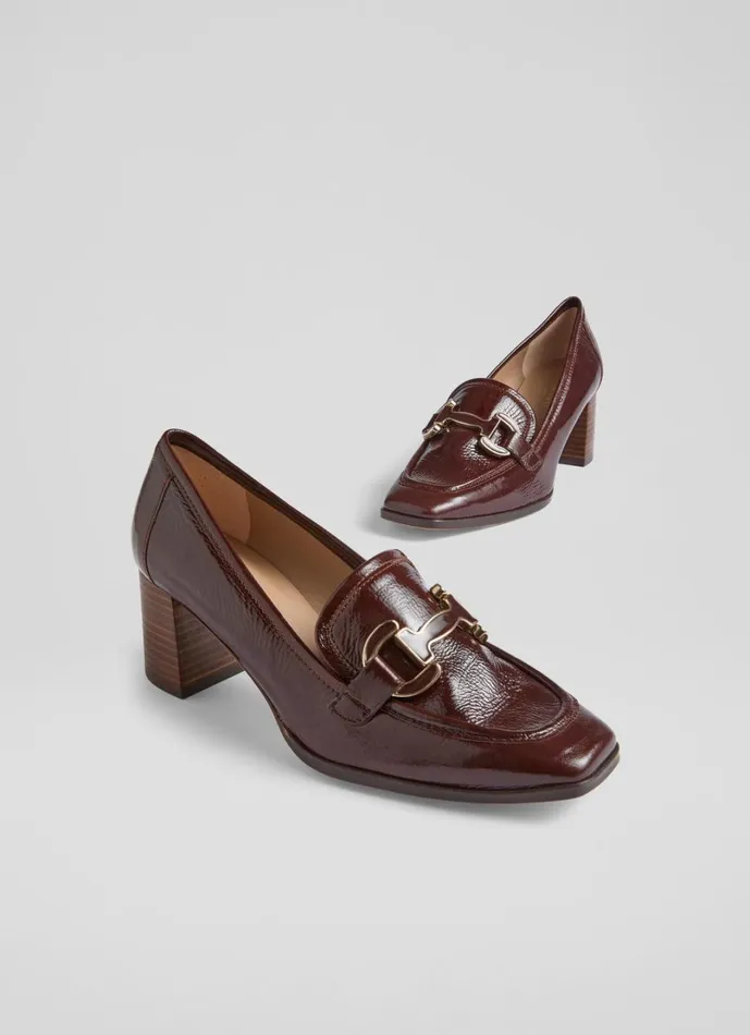 LKBennett Court Shoes Women Luca Chocolate Block Heel Snaffle Courts