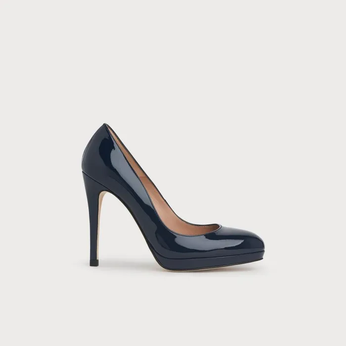 LKBennett Court Shoes Women Sledge Navy Patent Platform Courts
