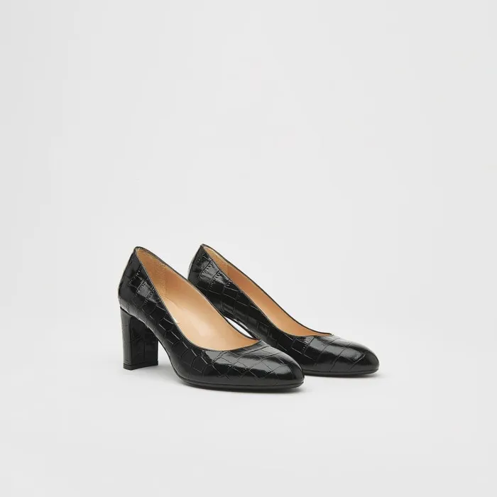 LKBennett Court Shoes Women Winola Black Croc Effect Courts LKBennett Court Shoes Women Winola Black Croc Effect Courts