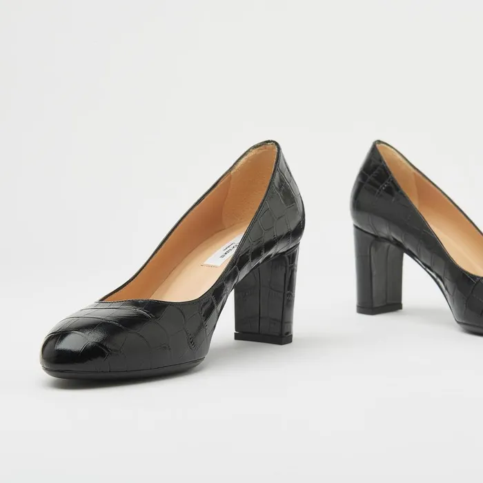 LKBennett Court Shoes Women Winola Black Croc Effect Courts LKBennett Court Shoes Women Winola Black Croc Effect Courts