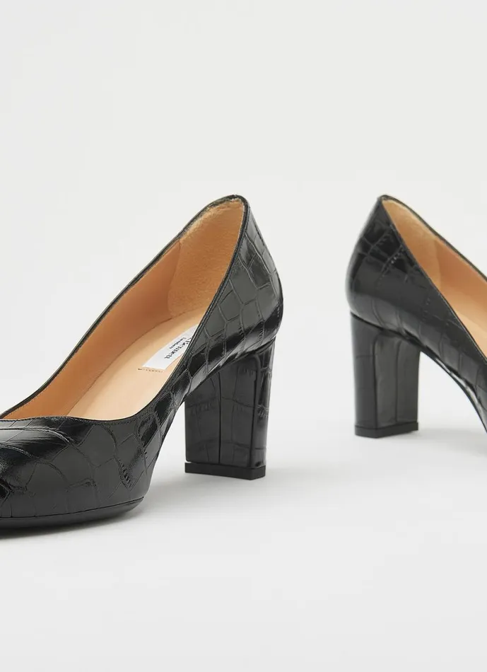 LKBennett Court Shoes Women Winola Black Croc Effect Courts LKBennett Court Shoes Women Winola Black Croc Effect Courts