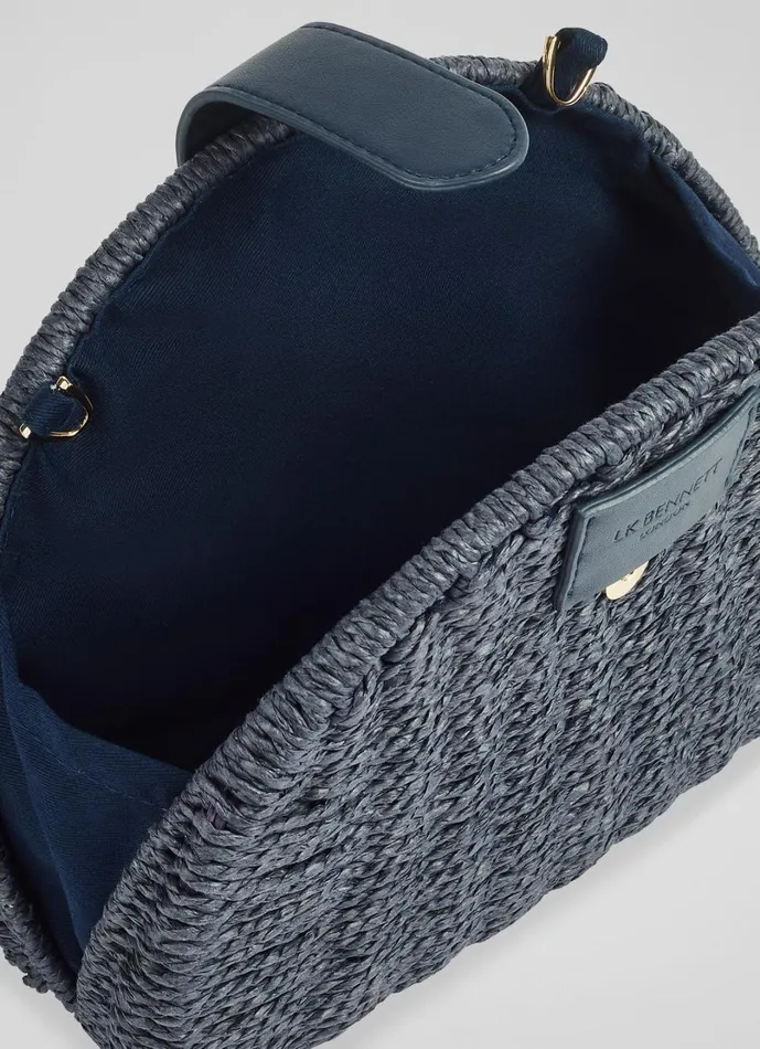 LKBennett CrossBody Bags Women Lorena Navy Wicker Shoulder Bag LKBennett CrossBody Bags Women Lorena Navy Wicker Shoulder Bag