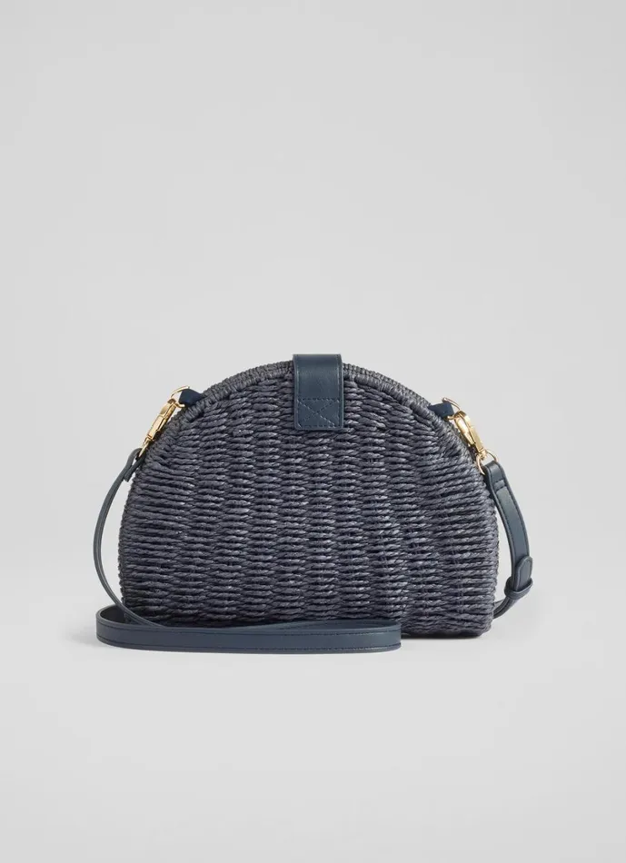 LKBennett CrossBody Bags Women Lorena Navy Wicker Shoulder Bag LKBennett CrossBody Bags Women Lorena Navy Wicker Shoulder Bag