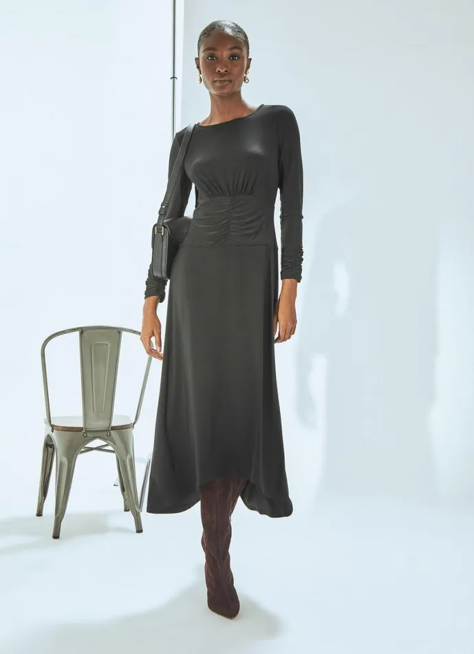 LKBennett Dresses Women Christie Black Rouched Bodice Jersey Dress LKBennett Dresses Women Christie Black Rouched Bodice Jersey Dress
