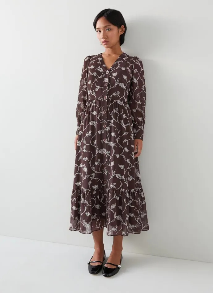 LKBennett Dresses Women Lucian Petite Chocolate and Birch Dress