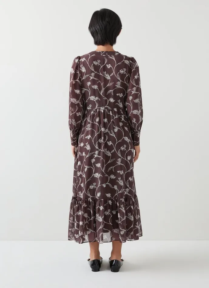 LKBennett Dresses Women Lucian Petite Chocolate and Birch Dress LKBennett Dresses Women Lucian Petite Chocolate and Birch Dress